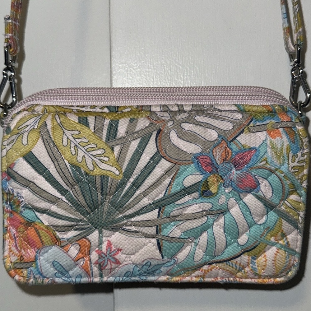 Vera Bradley All In One RFID Cotton Crossbody Wallet / Bag in Rain Forest Canopy
